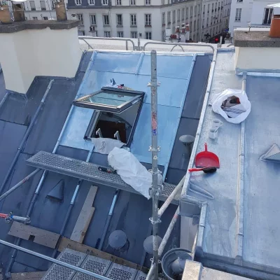 Réfection toiture zinc et pose Velux Paris 75